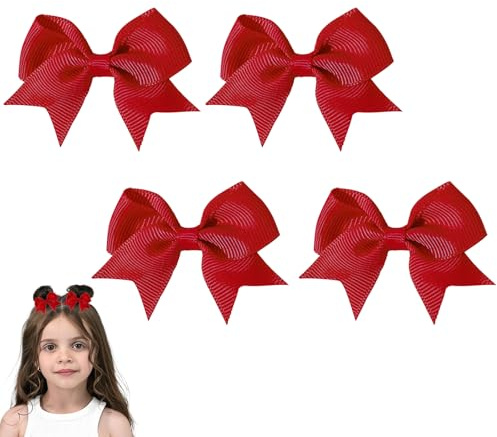 4 PCS Red Hair Bows, Hair Bows for Girls, Red Accessories Clips for Little Girl Baby Children Women and Cute, Long Lasting Give Birthday Gifts Bow Clips for Girls