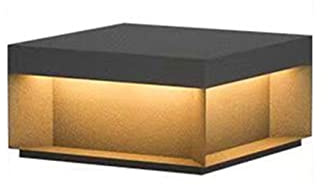 Lampada da Esterno a Colonna Quadrata Nera, Moderna, con Tappo a Colonna, a LED, Impermeabile, in Acciaio Inox, per cancello, terrazza, Recinzione, Portico, Prato, vialetto (6000K, 50 cm)