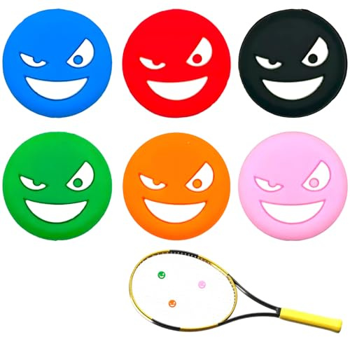 KIRVOS 6 Piezas Amortiguador Raqueta Tenis, Antivibrador Raqueta Tenis de Silicona con Diseño Divertido para Raquetas de Tenis y Bádminton, Reduce Vibraciones y Ruido, Accesorio Deportivo