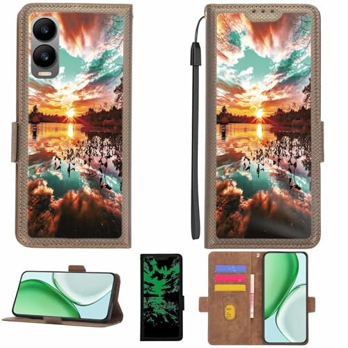 Aroepurt fodral kompatibelt med Cricket Debut S3 U572Ac telefonfodral flipskydd [med härdat glas skärmskydd] [RFID-blockering] [ljuseffekt] LPT-FJ
