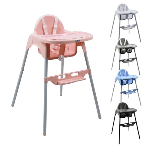 Monsieur Bébé - Chaise haute enfant, réglable hauteur et tablette - Plusieurs coloris