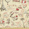 Lunarable Paris-Stoff von The Yard, Französische Kultur Doodle mit Luftschiff Croissants Kaffee Hut Sonnenbrille Lippenstift Dekostoff für Polster und Home Accents 2 Yard Gelb Schwarz