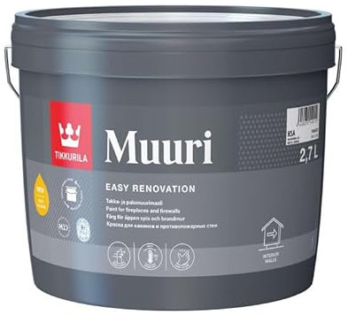 TIKKURILA Muuri - Heat-Resistant Paint For Interior Fireplaces & Firewalls (Water-Based) - 3 Litres