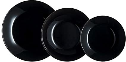 VAJILLA BLACK ZELIE NEGRA 18P