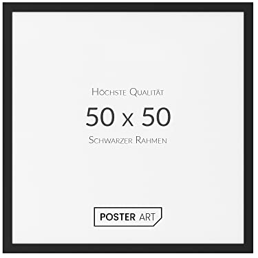 POSTER ART Cadre photo 50x50 cm - Noir en bois -California en verre acrylique pour décoration murale affiche, puzzle, diplôme ou toile