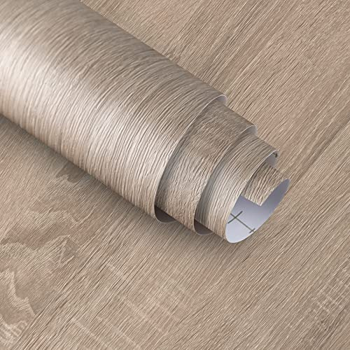 Boobest Light Brown Wood Wallpaper Peel and Stick Wood Grain Contact Paper Waterproof Removable Kitchen Cabinet Wallpaper 15.74x 118 Wooden Vinyl Wrap Cabinet Covers Grey Oak Wooden Contact Paper