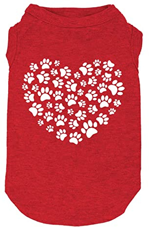 Dog Shirts Hearts Print Funny Graphic Small Large Dog Clothes Puppy Vest Gift for Dog Valentine's Day Apparel(Q-Red03,Small)