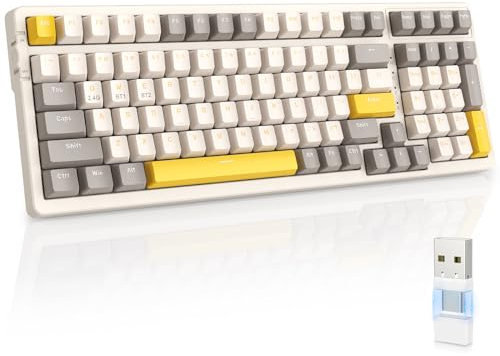 MAGIC-REFINER RK96 Wireless Mechanical Keyboard, Apex Pro TKL Gaming Keyboard, 2.4Ghz/Bluetooth 5.0 Dual Mode 2-in-1 Receiver 100 Key Hot Swap MX Keyboard Linear Red Switch for PC/MAC/Tablet