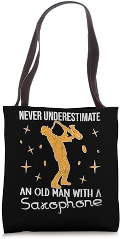 Old Man With A Saxophone Player Funny Jazz Music Dad Tote Bag