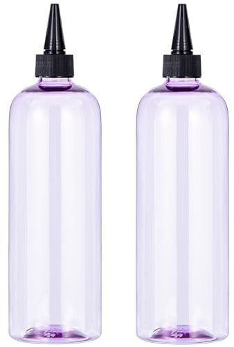 Yebeauty Hair Color Bottle, Clear Purple 2 Pack Hair Color Applicator Bottle for Hair 500ml/ 16.9 Ounce Hair Dye Bottle Applicator with Twist-On Top Tip Cap