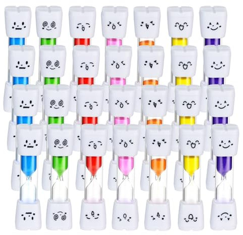 Chostky 28PCS Sand Timer Hourglass, 2 Minutes Sandglass Sand Clock Time Tooth Brushing Sand Timers Set Toothbrush Timer for Kids Classroom Game Home Kitchen Office, 7 Colors