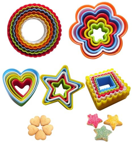 TZMFHD 26PCS Cookie Cutter Set, Multicolour Silicone Non-Stick Cookie Cutters for Kids, Sandwich & Fruit Biscuit Pastry Stamping Molds, Used for Baking