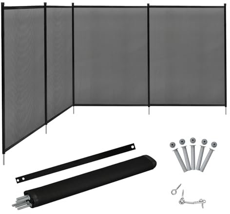 SOARS Lot de 4 Barrières Extérieur 360 X 125 CM, Clôture Piscine avec Pieds en Acier Inox, Gabarits de Perçage, Résistant aux Intempéries et à l'Usure, pour Piscine, Jardin, Étang, Balcon