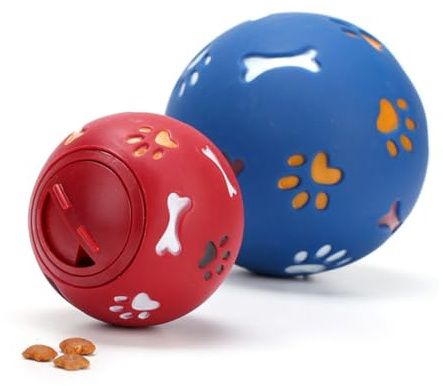 GALPADA Pelota Educativa para Perros Fugas de Comida, Juguete TPR Resistente Agujeros para Agua y Atracción de Olor, Adecuado para Entrenamiento y Diversión