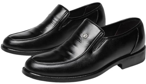 Hixingo Zapatos de Vestir Hombre Sin Cordones, 38-47 EU Zapatos de Cuero Modernos Zapatillas Vestir Hombre Verano Antideslizante Suela de Goma para Negocios, Bodas (1301 Negro,38)