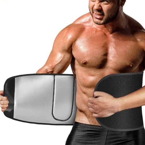 Män Svett Midja Cincher Trimmer Magtränare Svettbälte Magkontroll Bodyshaper Träning Sportband (Size:XXL,Color:Svart)