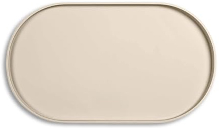 Skålunderlägg Hund, BPA-fri Silikonmatta med Spillkant, Gummimatta för Mat- och Vattenskålar, Oval Stilren Minimalistisk Husdjursmatta, 48 x 28 x 1,5 cm, Rymmer Två Hundskålar