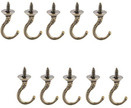 OOTSR 20pcs crochets de vis de plafond, couleur laitoncrochets à visser Vintage Carving pour la maison/cuisine/usage intérieur et extérieur