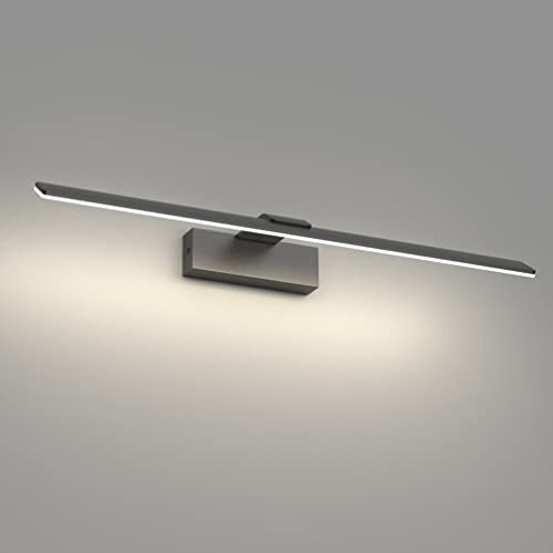 Klighten Luz Espejo Baño Led 60cm, 18W 1600 Lumen, Impermeable IP44 Lampara Espejo Baño, Aplique Espejo Baño Moderno, Blanco Natural 4500K, Nero