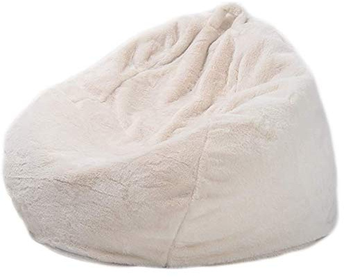 DTLEO Pouf Classique en Fausse Fourrure, Poufs de Salon Intérieur et extérieur, Salon, Balcon, Jardin, Sac de Haricots (sans Remplissage),Blanc