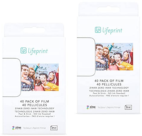 Lifeprint Premium Zink Instant Print Fotopapier, 80 Stück, kompatibel mit Lifeprint 3x4 Druckern
