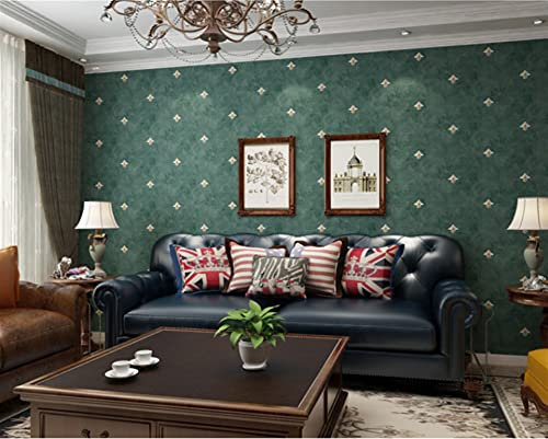 JFIA65A Papel Tapiz 3D No Tejido Retro Papel Tapiz Fondo TV Sala Estar Dormitorio (Color : Dark Green)