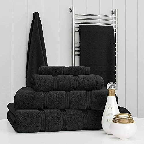 Z Fashion Luxury Towel Set 100% Cotton 2 Piece Towel Set Hand Towel Bath Towel Bale 500 GSM Bathroom towels 2 Piece Sets. (Black)