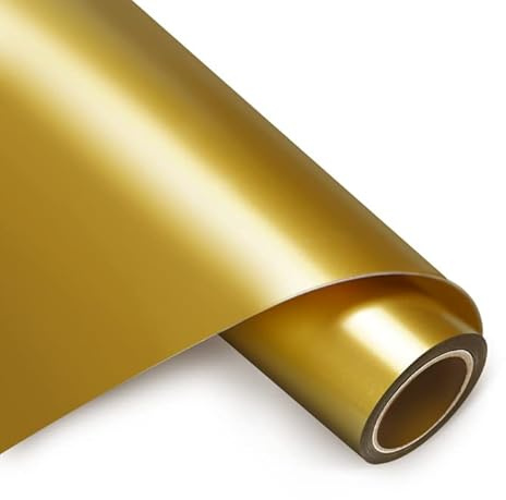 HTVRONT Permanent Vinyl 12 x 5ft Adhesive Vinyl Roll Gold Vinyls Roll Permanent Adhesive Vinyl for Cup, Window & Home Deco,and Other DIY Projects(Gold)
