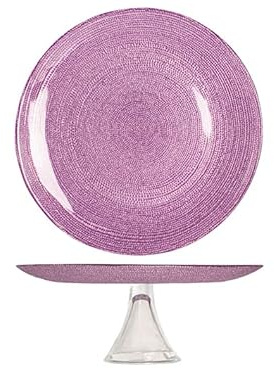 H&H Glossy Alzata, in Vetro Colorato, 31,5cm, Altezza 12cm, Decorazione in Rilievo esternamente, Eleganti e Moderne, Colori Assortiti
