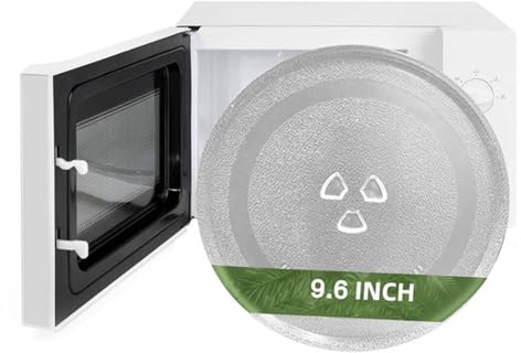 24.5 cm/9.6 Microwave Glass Plate, Universal Thickened Heat Resistant Microwave Glass Turntable Plate Replacement with 3 Fixers for Small Microwaves（245mm）