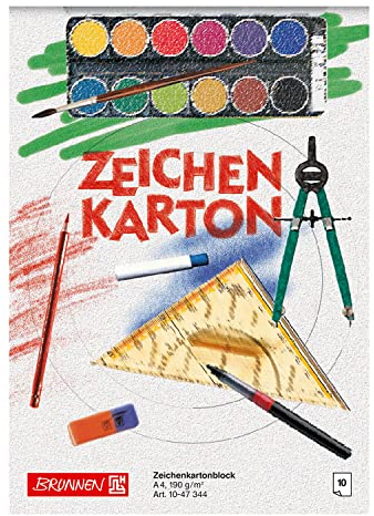 NEU BRUNNEN Zeichenkarton-Block DIN A4, 190g, 10 Blatt kopfverleimt