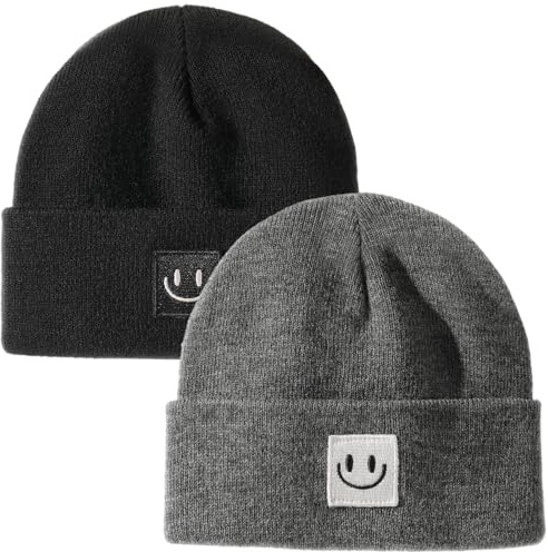 FURTALK Baby Beanie Cute Toddler Winter Hat Knit Boys Girls Warm 2 Pack Kids Embroidered Beanies Cap for 0-8 Years