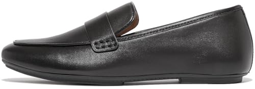 Fitflop Women's DELICATO Soft Leather Loafers Shoe, Black, 8 UK