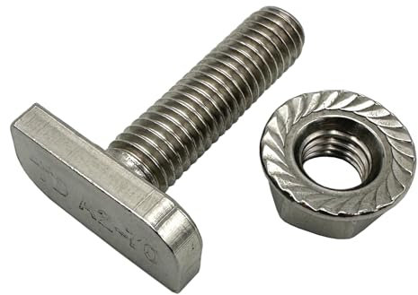 BRESKO Hammerkopfschrauben (50, 10x40 mm M10) Flanschmuttern 20-40 mm Edelstahl A2 Solar Photovoltaik PV Sperrzahnmuttern Set Hammerkopf Solaranlage Befestigung Solarbefestigung