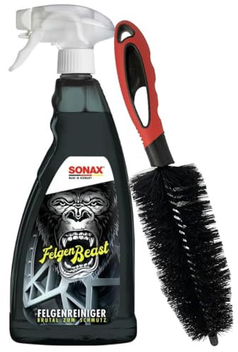 Craft-Equip Felgen-Reinigungs-Set bestehend aus dem SONAX 1000ml FelgenBeast Felgenreiniger + Craft-Equip Felgenbürste 35cm