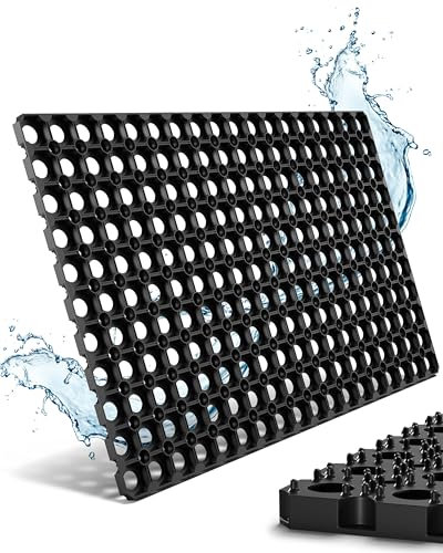 Entrando Ringgummimatte 40x60 cm - Gummifußmatte 22 mm stark mit Löchern & Noppenprofil, rutschfest & robust - Fußabtreter Außenbereich für Haustür, Balkon, Wohnmobil, Camping, Garten, Fliesen