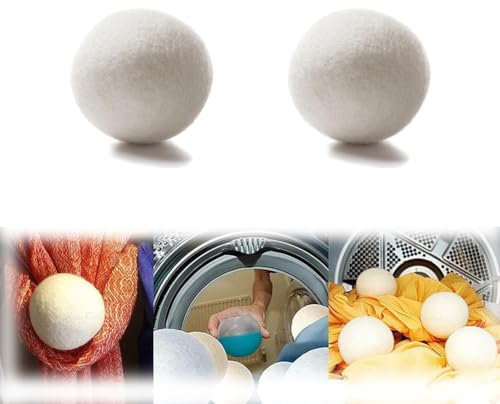 SHUZHENG Lot de 2 balles de séchage en laine réutilisables, adoucissant naturel réutilisable, économise du temps et de l'énergie – Adoucit naturellement les vêtements