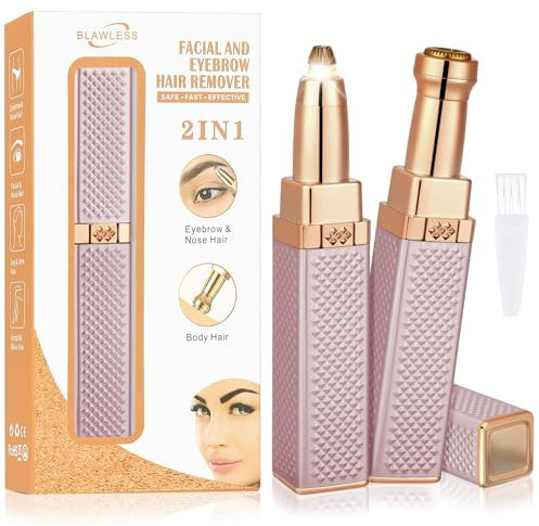 LOPHE Depilatore facciale per donne e sopracciglia, epilatore facciale ricaricabile 2 in 1, con 2 testine di ricambio, rasoio indolore, rasoio impermeabile per viso, labbra e corpo, rosa