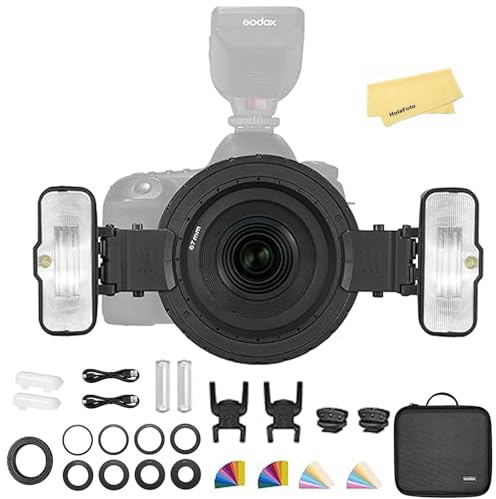 GODOX MF12 MF12-K2 Flash TTL Macro Fuera de la Cámara 2.4G 12W,Kit de Dos Luces con 3.7V/1700mAh Batería de Litio,0.01-1.7s Tiempo de Reciclaje,Compatible con Nikon Sony Canon Fuji Olympus Panasonic