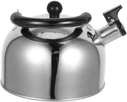 KICHOUSE Hervidor de Agua de Acero Inoxidable 3L con Silbato Base Plana y Asa Ergonómica Antideslizante Compatible con Estufas de Inducción Gas y Eléctricas Tetera para Cocina y