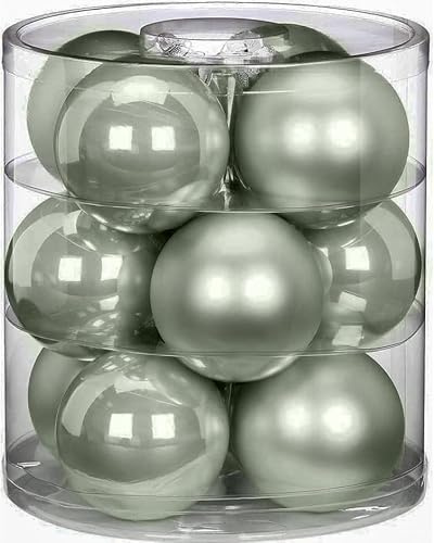 Magic Weihnachtskugeln Glas 8cm 12 STK. Christbaumkugeln (Mild Sage)