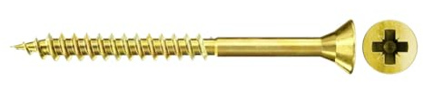 fischer Vite per truciolato 5,0 x 70 a testa svasata, zincata gialla, filettatura parziale Phillips PZ