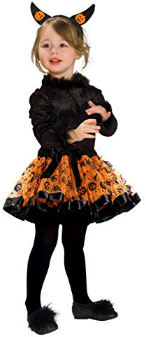 Fontee® Halloween Costumes Niñas Ropa Tutú Faldas Vestidos Falda de Ballet para Niñas Niños, con Calabaza Banda Cabello, L (120~130 cm)