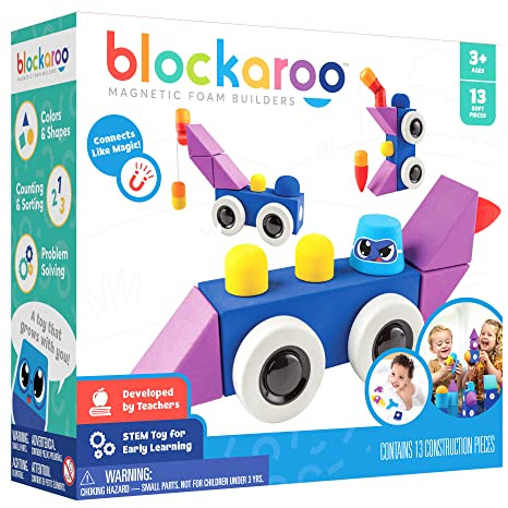 Magnetic Foam Blocks – STEM Preschool Toys for Children, Toddlers, Boys and Girls, The Ultimate Bath Toy – Roadster Set, Bath Building Blocks, Engineering Toys for Kids 3-6