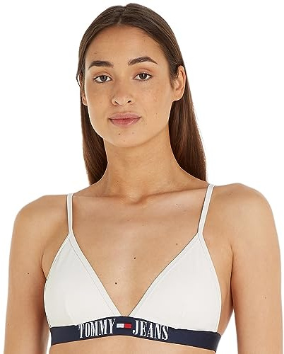 Tommy Jeans Damen Bikini Oberteil Triangel Gepolstert, Elfenbein (Ancient White), L