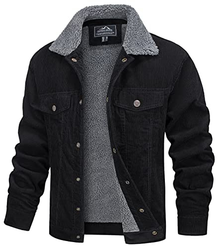 MAGCOMSEN Winter Jackets for Men Corduroy Jacket Men Sherpa Lined Warm Thicken Cotton Trucker Coat with 5 Pockets