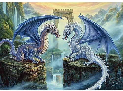 AIRDEA DIY Eisdrache Diamond Painting Set Erwachsene Kinder, Fantasie Diamant Painting Bilder 5D Drache Diamant Kunst Tier Diamant Malerei Set Cross Stickerei Malerei Kits für Heimdekor 30x40 cm