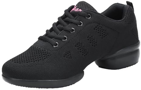 Jazzsneakers för kvinnor och flickor dansskor snörda Cheerleading, skor, dansskor, dam, plattformsskor, Svart 009, 37 EU