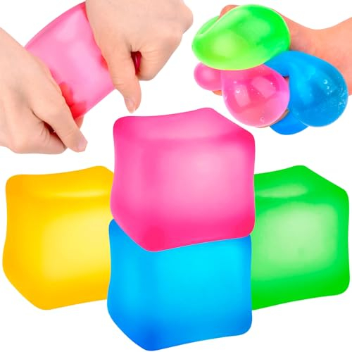 4Pcs Stressball für Kinder und Erwachsene, Anti Stress Bälle Fidget Toys, Fidget Cube Stress Spielzeug, Squishy Quetschball Anti Stress Spielzeug für Jungen-Mädchen