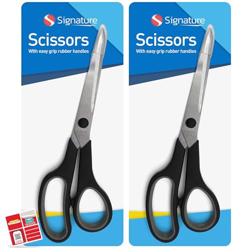 SOL 2pk 8'' Craft Scissors for Adults, Easy Grip, Sharp Blades, Ergonomic Design for Precision Cutting, Ideal for Office, Household & Crafting, Multipurpose Scissors for Paper, Fabric & DIY Projects